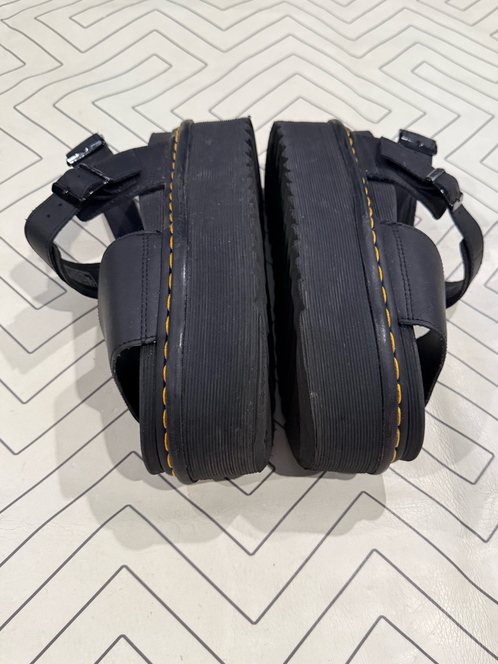 Dr. Martens Black Leather SoftWair Stacked Sandals - Picture 7 of 14